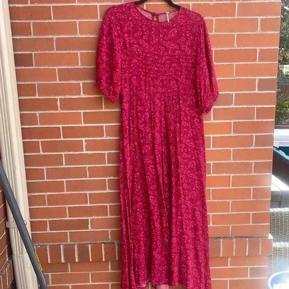 Free peoples pink floral dress size 8